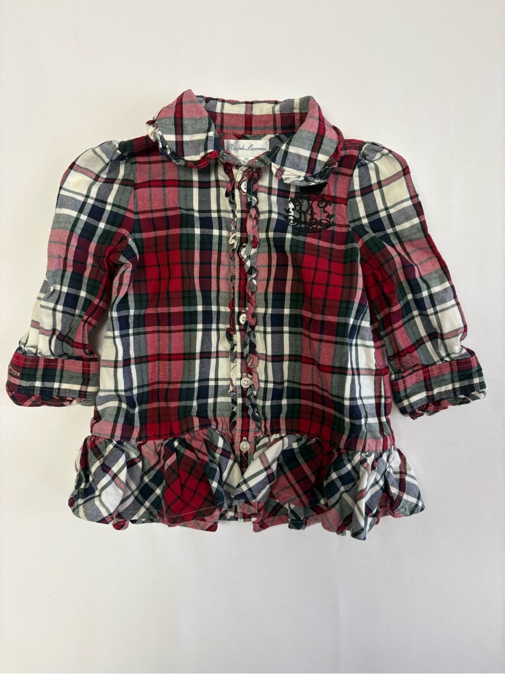 Vintage Ralph Lauren Holiday Plaid Baby Dress 9M